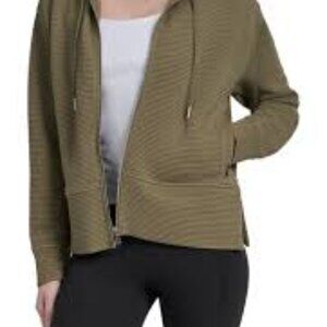 DKNY OLIVE GREEN SILVER XX-LARGE HOODED ZIP UP WOMEN JACKET BRAND NEW WITH TAGS